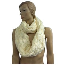 The Twist Infinity Twist Cable Knit Scarf (Ivory) - £15.49 GBP