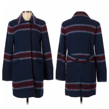 Ann Taylor LOFT Blue Red Over Coat Jacket Womens Size XSP Petite Wool Blend - $17.82