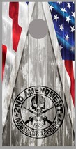 American Flag 2nd Amendment Gray Wood Design Cornhole Board Decal Wraps - £15.79 GBP+