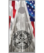 American Flag 2nd Amendment Gray Wood Design Cornhole Board Decal Wraps - £15.03 GBP+