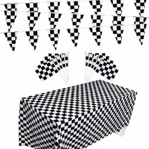Checkered Flags Set, Race Car Flags Party Supplies Decorations Include 10 Packs  - £20.50 GBP