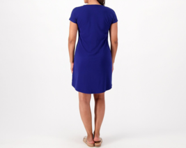 Belle by Kim Gravel Knit V Neck Tshirt Dress With Pockets Nautical Navy, Small - £27.82 GBP