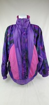 Vintage 80s Womens Pink Purple Windbreaker Jacket Medium Petite Nouveau Monde - £29.42 GBP