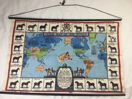 Horse Map of the World Made in Ireland Irish Linen Tea Towel Wall Hanging - £23.67 GBP