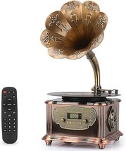Phonograph Turntable Wireless Speaker, With Aux-In, Fm Radio, Usb Port F... - £439.73 GBP