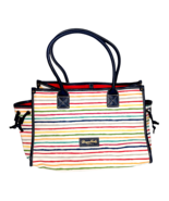 Dooney &amp; Bourke Watercolor Striped Tote Purse Handbag Blue Trim Red Inte... - $84.10