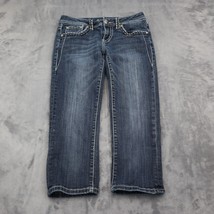 LA Idol USA Pants Womens 5 Blue Low Rise Flat Front Capri Jeans Bottoms - £20.23 GBP