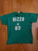 1980s Vintage Rizzo IN &#39;83 Verde Logo Russell Athletic USA T-Shirt Cotone M - £61.39 GBP