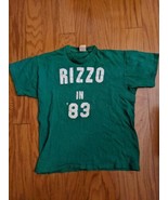 1980s Vintage Rizzo IN &#39;83 Verde Logo Russell Athletic USA T-Shirt Cotone M - $76.98