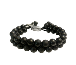 David Yurman Black Onyx Sterling Silver Woven Beaded Bracelet - £251.05 GBP