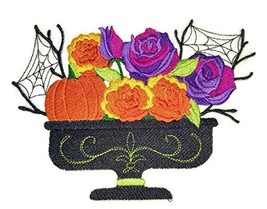 Custom and Unique Happy Halloween [ October Blooming Basket ]Embroidered Iron on - £19.59 GBP