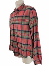 J Crew Mens L Pink Scotch Plaid Cotton Flannel Shirt - £9.41 GBP