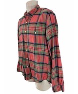 J Crew Mens L Pink Scotch Plaid Cotton Flannel Shirt - £9.39 GBP