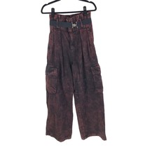 BDG Urban Outfitters Womens Cargo Pants High Waist Pleated Wide Leg Burgundy 26 - £46.37 GBP