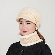 New Women Winter Hat Windproof Plus Velvet s Hat Collar Warm Suit For Female Ele - £152.81 GBP