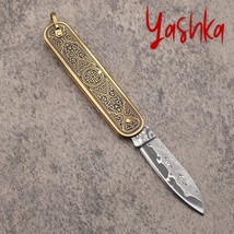 Hunting Knife Damascus Steel Folding Blade Tactical Pocket Knives Keycha... - £21.93 GBP