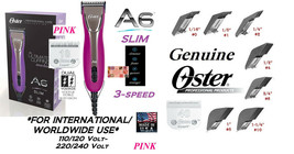 Oster A6 PINK 3-Speed ULTIMATE Clipper&amp;CryogenX 10,40 Blade&amp;7 pc Guide Comb Set - £273.36 GBP