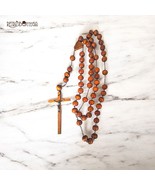 Wall Rosary Early 1900s Light Wood 59 Round Beads Religious Antiques - $2,663.13 MXN