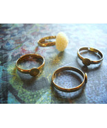 2 Adjustable Ring Blanks Gold Settings Brass with Pad Glue on Rings Whol... - $5.22 CAD