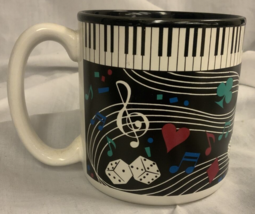 1994 Coffee Mug Piano Keys Music Notes Dice - £5.05 GBP