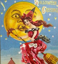 Fantasy Halloween Postcard Lions Head 116 Giant Moon Man Witch 1912 Buffalo NY - £79.05 GBP