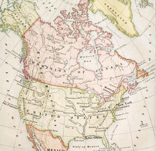 1916 Map North America Political Boundary Greenland US Mexico Canada Cub... - $19.99