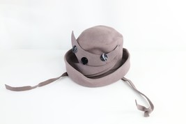 Vintage 40s 50s Rockabilly Felt Wool Geometric Tilt Hat Cap Gray Womens 22 USA - £35.05 GBP