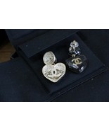 2023B AUTHENTIC CHANEL Earrings CC Black Heart Rhinestone Clip On - $1,029.17 CAD