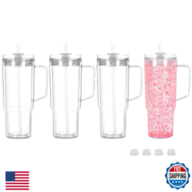 Maucircol 40 Oz Acrylic Snowglobe Tumbler with Handle, 4 Pack Pre-Drille... - $65.10