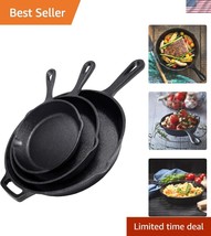 Versatile Cast Iron Skillet Set: 8&quot;, 10&quot;, and 12&quot; - Ready for Cooking Ad... - $88.49
