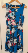 Cynthia Rowley Dress Women&#39;s Size 0 Blue Floral Fit &amp; Flare Sleeveless S... - $17.99