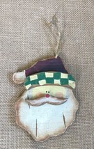 Primitive Rustic Wood Santa Clause Head Ornament Folk Art Christmas Holiday - $5.94