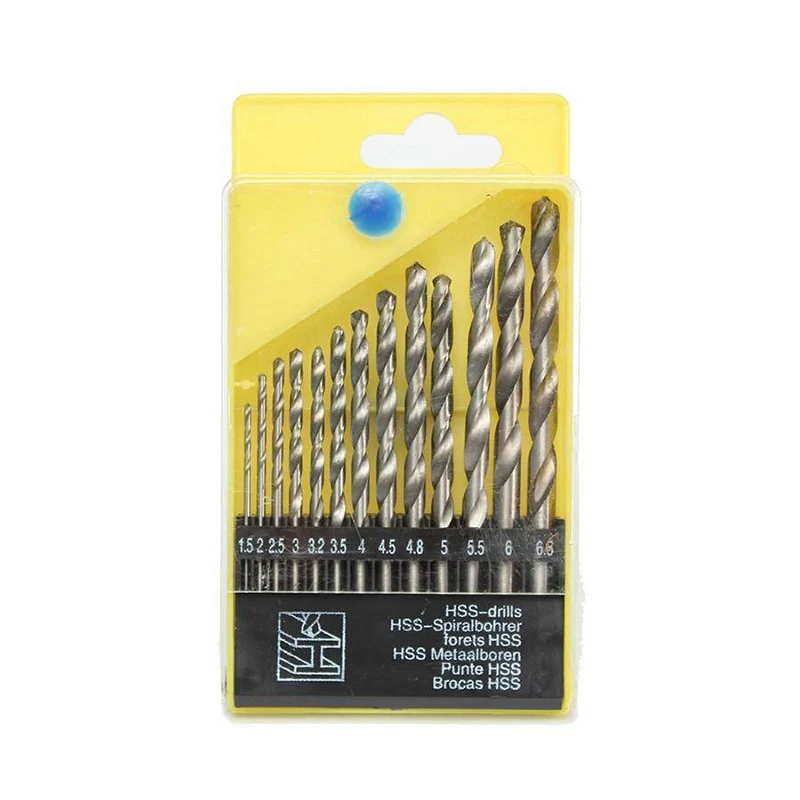 13PCS 1.5-6.5mm Round Twist Drill Bit Set HSS Titanium Coated Straight S... - $41.90