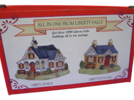 Vtg 1999 Liberty Falls Village 2 Pc Set Church Social Hall New In Open Box - £10.36 GBP