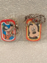 2 TINY 1" Metal Disney Dog Tags GOOFY &amp; MICKEY w/ 1 3/4" Tiny Chain NEW BT5 - $7.99