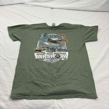 Gildan Wings Over Huston T-Shirt Grayish Green Graphic Print Short Sleev... - $15.84