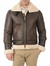Men&#39;s B3 Aviator Pilot Fur Shearling Bomber BLACK/Brown Leather Jacket/coat - $179.00
