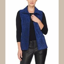 Susan Graver Vest Womens 6 Blue Black Cheetah Leopard Animal Print Pocke... - £12.60 GBP