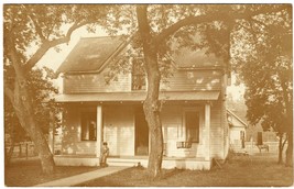 Early 1900s Two Story House w/ Boy on Porch - RPPC Real Photo Postcard AZO - $7.70