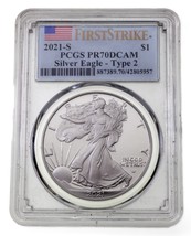 2021-S Silber American Eagle Beweis Typ 2 Ausgewählten Von PCGS As PR70DCAM 1st - £153.27 GBP