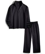 Yioaga Women Tracksuit 2 Piece Set Pullover Sweatshirt Sweatpants Black ... - $672.30 MXN