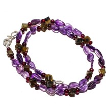 Amethyst Sage Natural Gemstone Beads Jewelry Necklace 17&quot; 69 Ct. KB-154 - £8.69 GBP