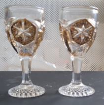 Vintage Set of 2 Imperial Glass Co. Cordial Glass Star Motif &quot;Gold Tone&quot;... - $24.99