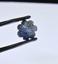 Natural Old Blue Sapphire Carved Flower 5.91 Ct Loose Gemstone For Ring Pendant - $95.00