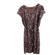 Merona Purple Dress Size XL Pullover Cap Sleeve Animal Print Pattern Brown Belt - £13.52 GBP