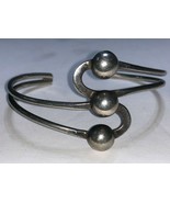 3 Circle Wrap Around Design Signed Adjustable Cuff Bracelet Sterling Sil... - £104.40 GBP