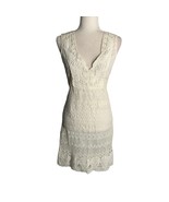 Hale Bob Crochet Lace Silk Dress S White Sleeveless V Neck Lined Knee Le... - £55.71 GBP