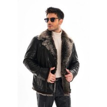 Vinci The Cortina Black Shearling Leather Men Jacket image 9