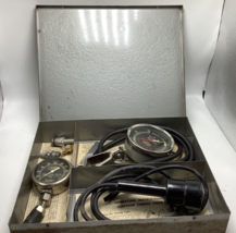 Vintage Gauges - Engine Vacuum Fuel Pump &amp; Compression Tester case allstate - £48.40 GBP
