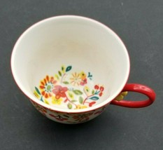 ANTHROPOLOGIE Cadiz Coffee Tea Mug Cup Painted Floral Pattern Red - $23.74